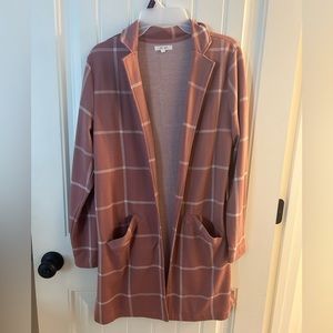 pink and white blazer